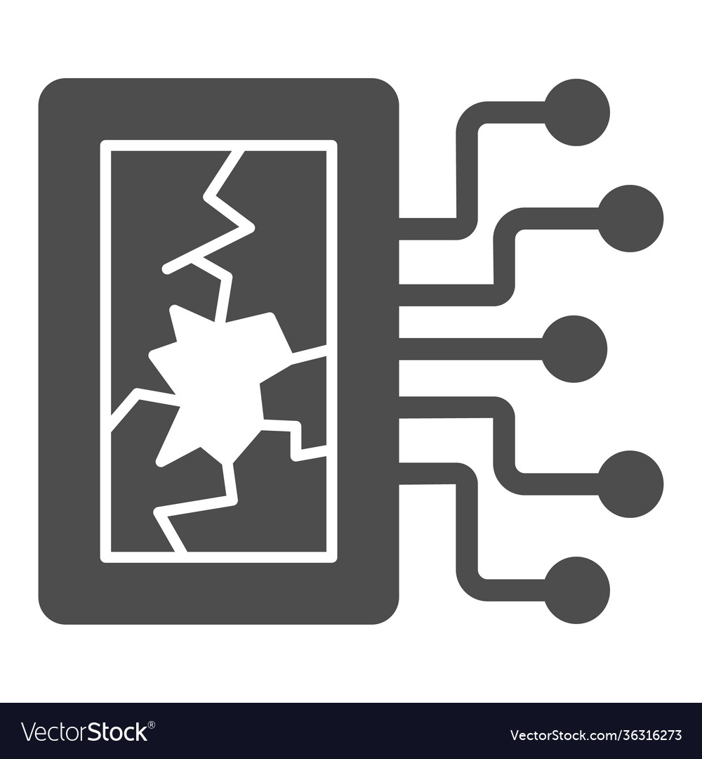Broken window and contacts solid icon web vector image Broken window and contacts solid icon web