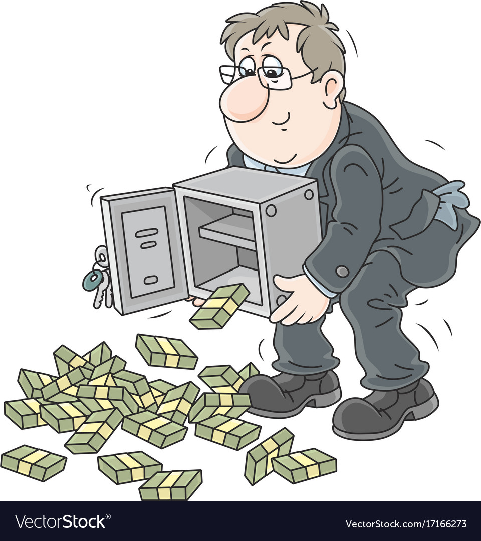 Businessman with bundles of money