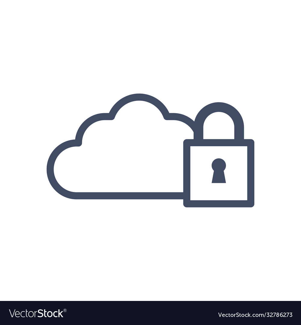 Cloud computing and padlock line style icon