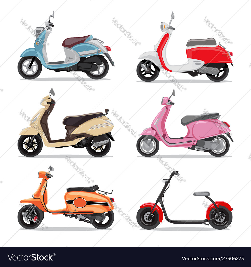 Colorful Moped Set - Side View