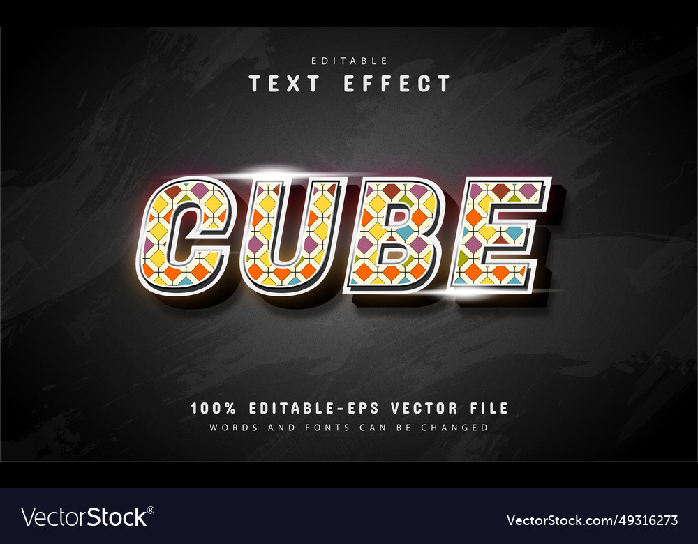 Cube text effect with colorful pattern