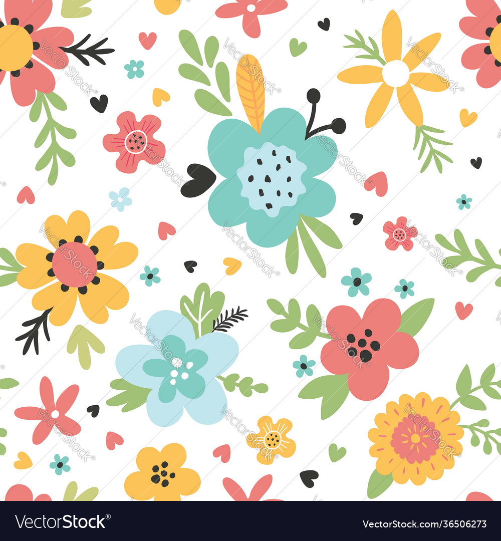 Cute seamless floral pattern a white background