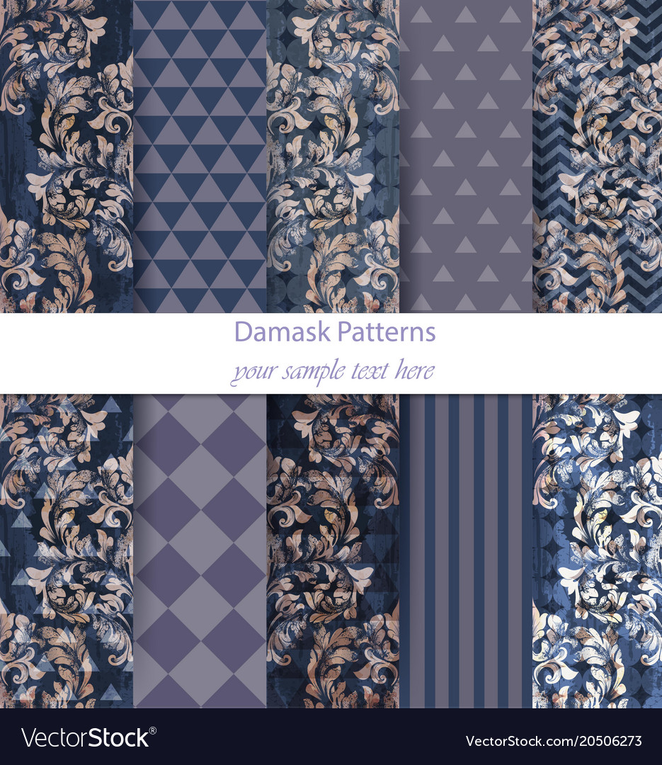 Damask patterns set collection baroque