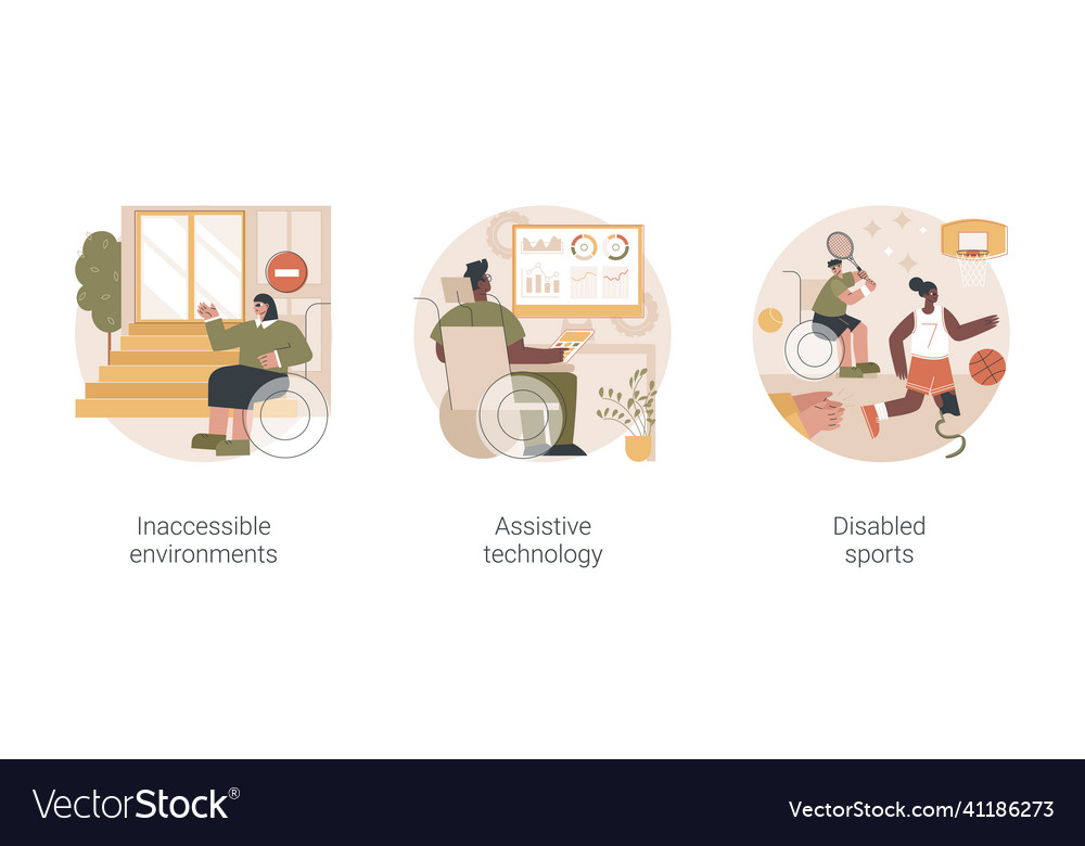 Disabled people in social environment abstract Vector Image