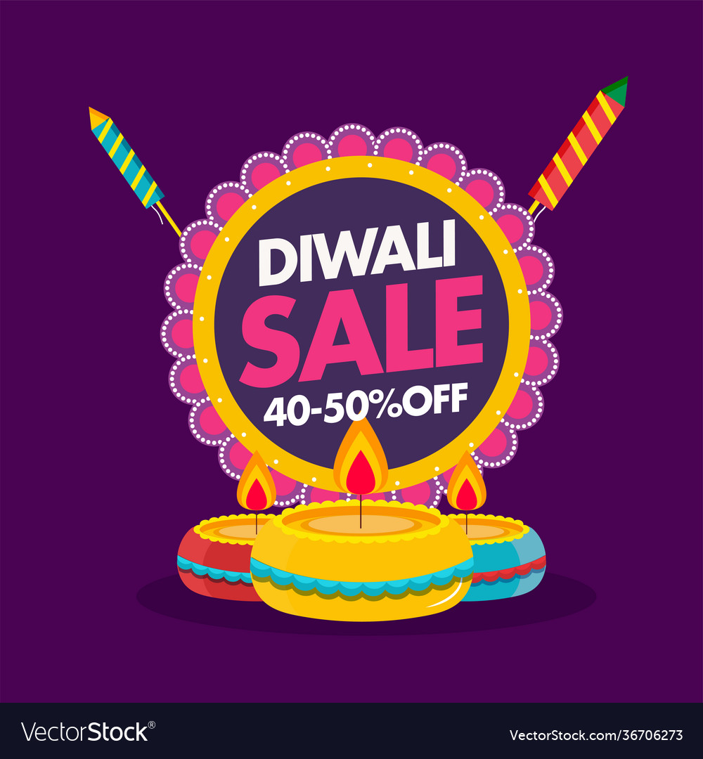 Diwali sale poster design with 40-50 discount