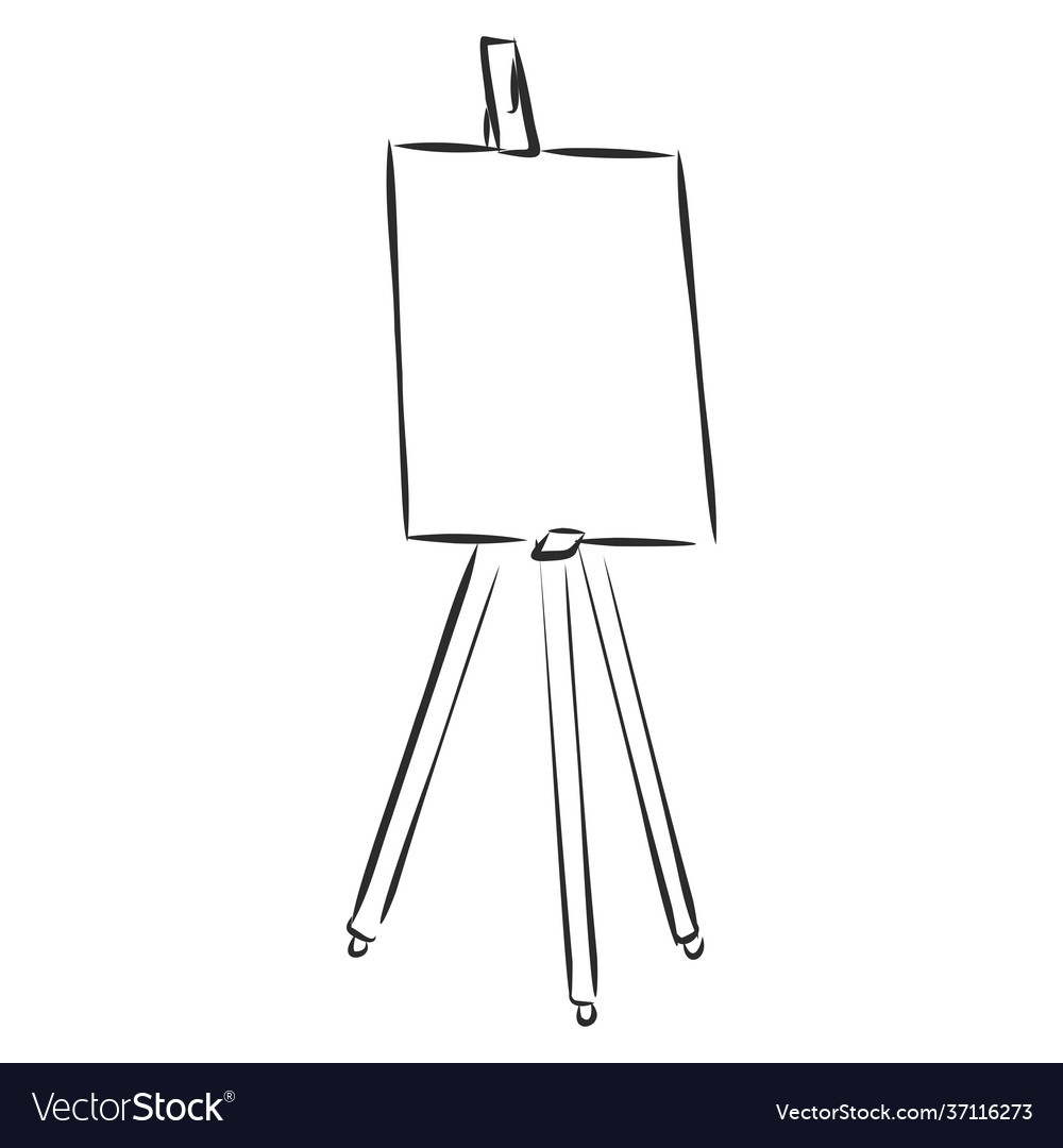 Easel with empty canvas doodle style sketch vector image Easel with empty canvas doodle style sketch