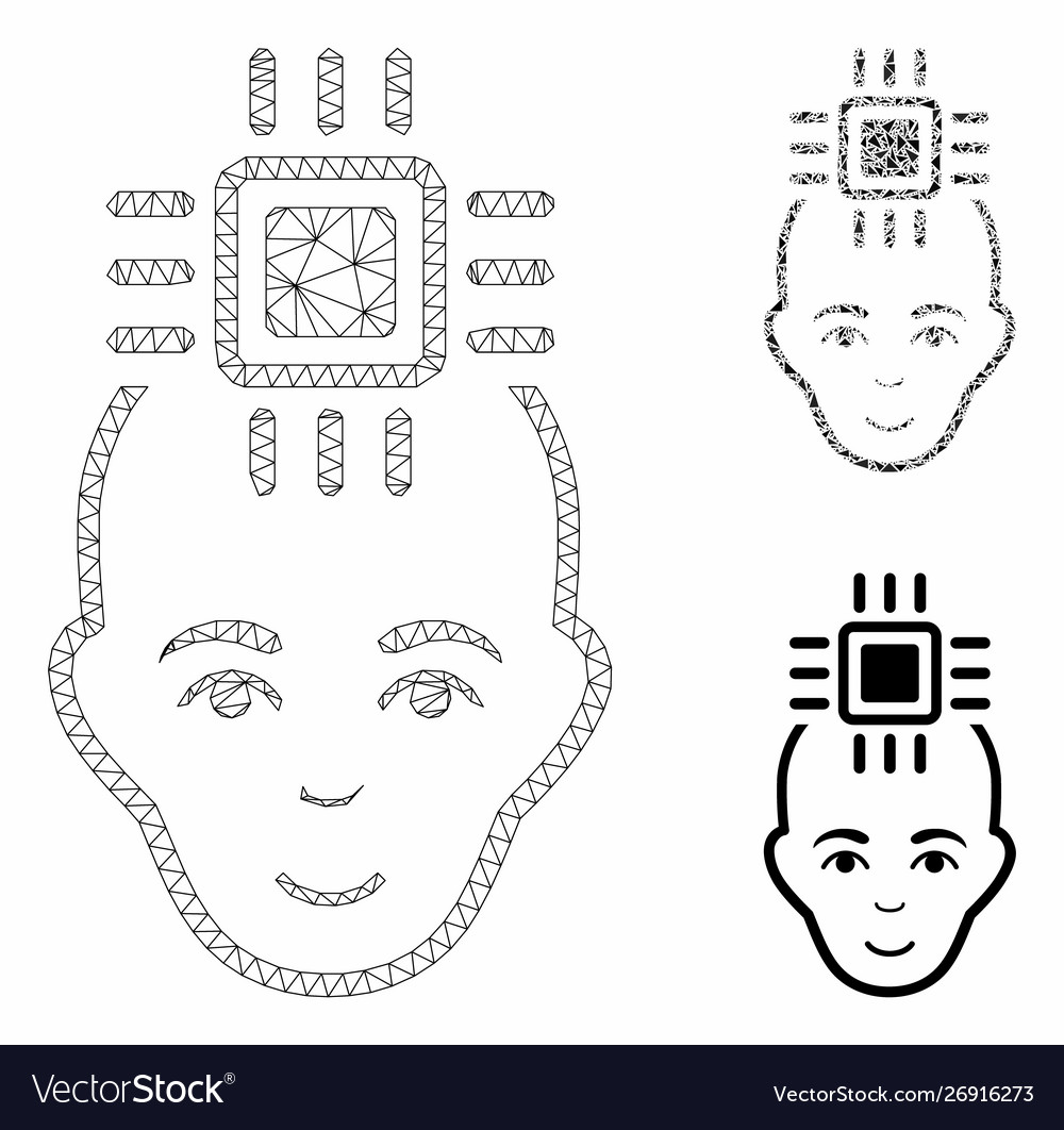 Neural computer interface mesh network vector image Neural computer interface mesh network