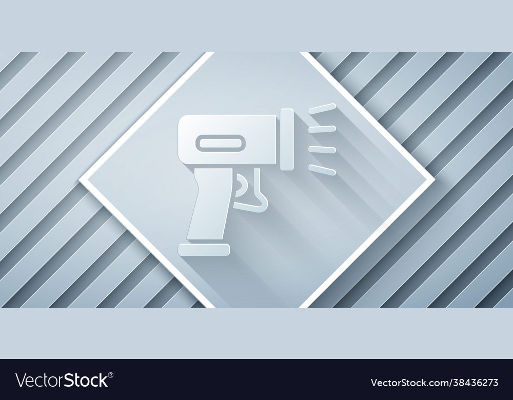 Paper cut scanner scanning bar code icon isolated vector image Paper cut scanner scanning bar code icon isolated
