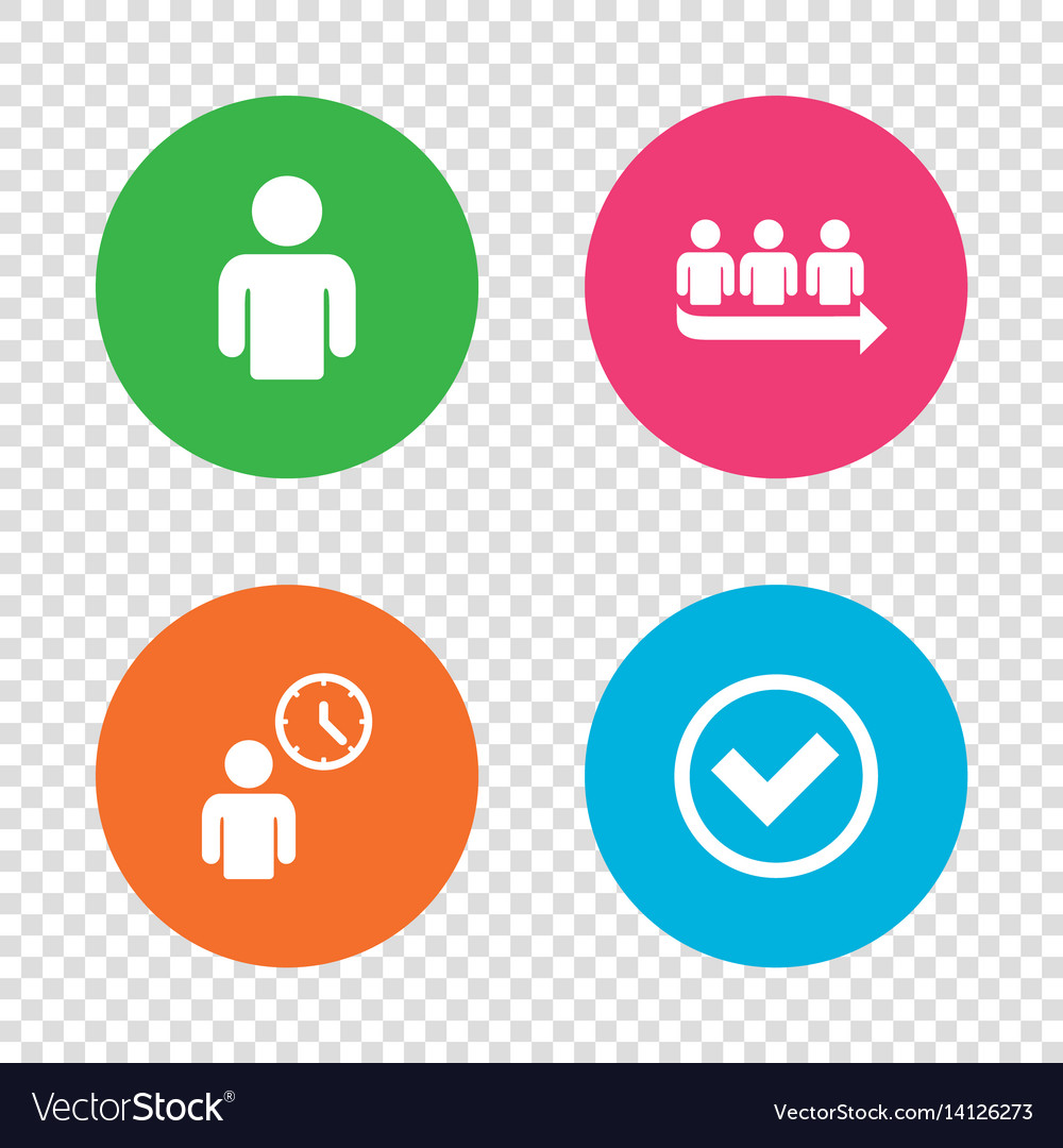 Queue icon person waiting sign check and time