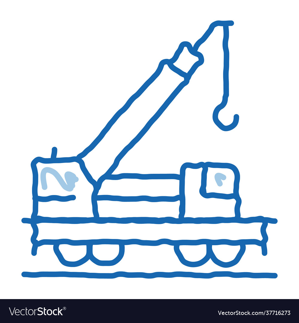 Eisenbahnkran Doodle Icon Hand gezogen