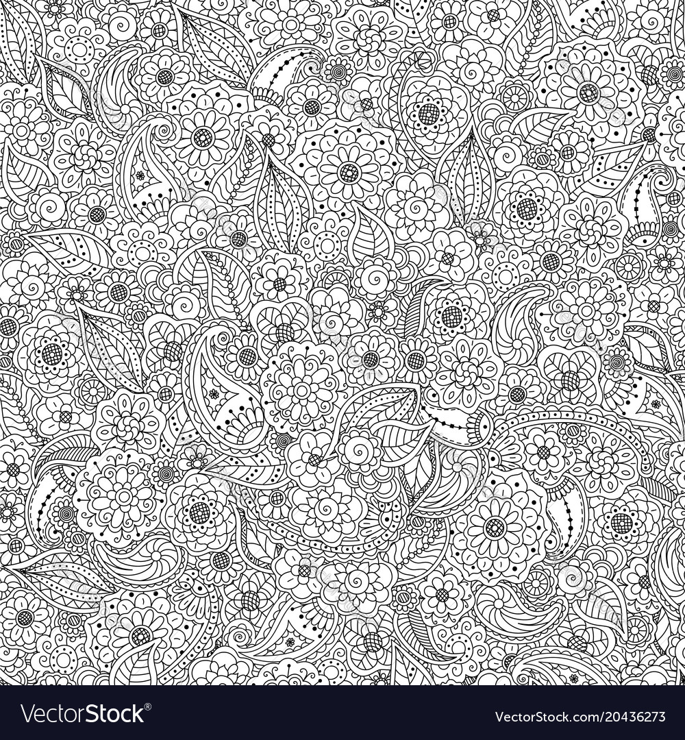Nahtloses Muster aus doodle floralen Elementen