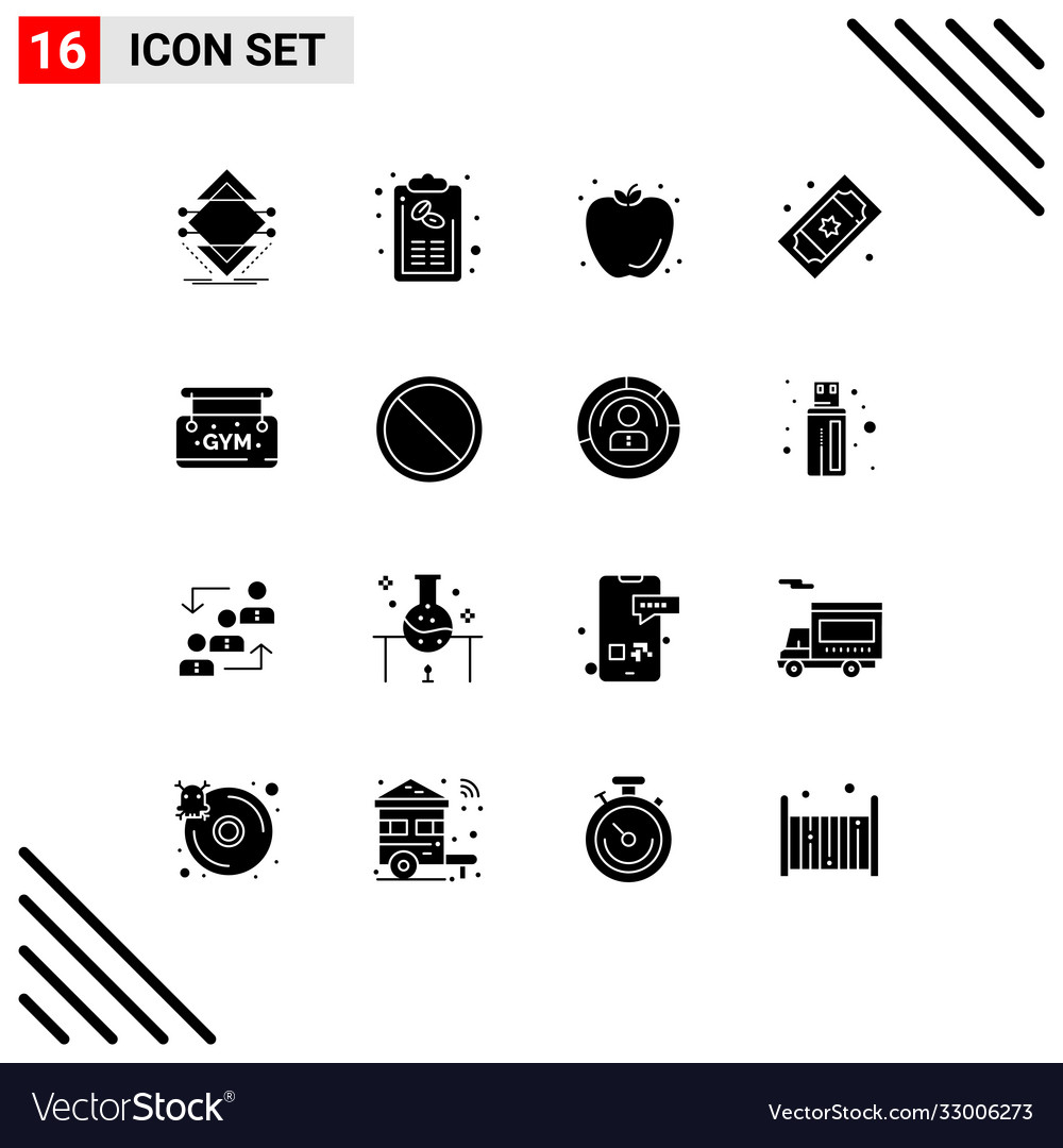 Set 16 commercial solid glyphs pack