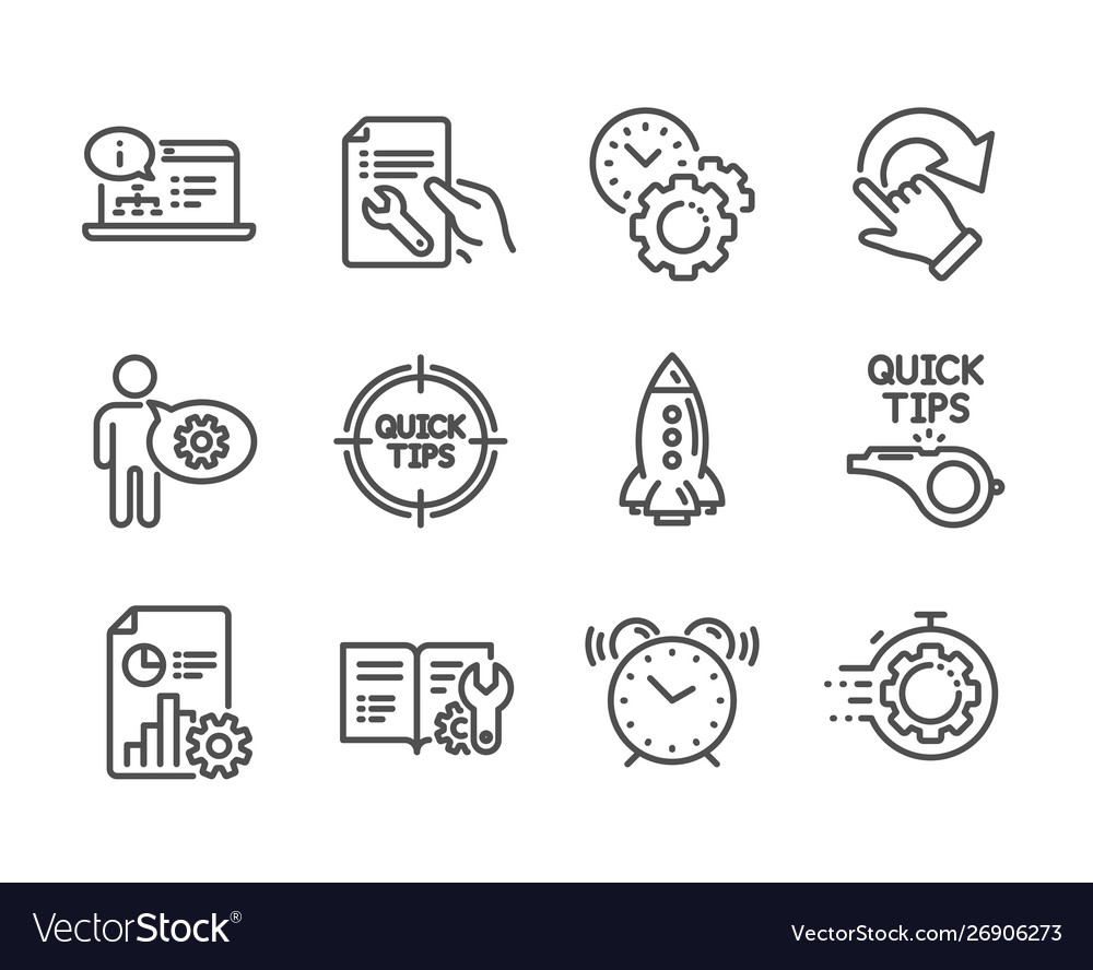 Set technology icons such as tutorials