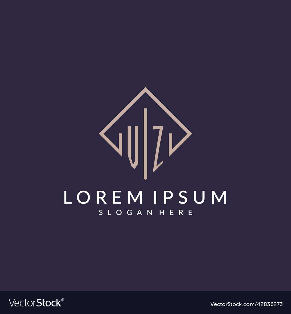 Vz initial monogram logo with rectangle style Vector Image Vz initial monogram logo with rectangle style