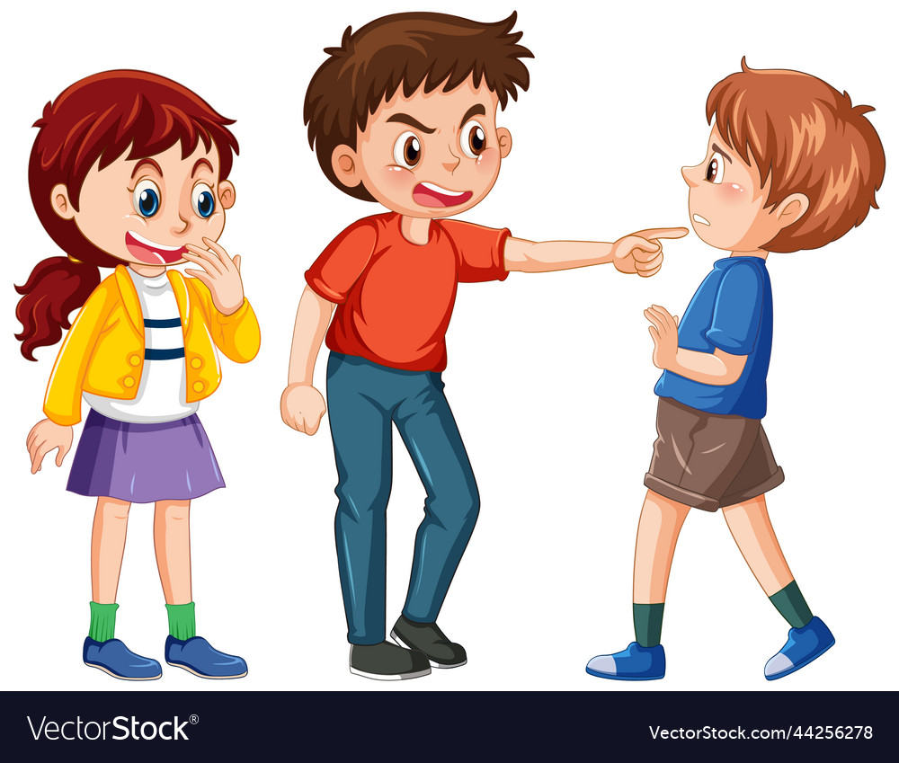 A boy get bullied by his friends Royalty Free Vector Image