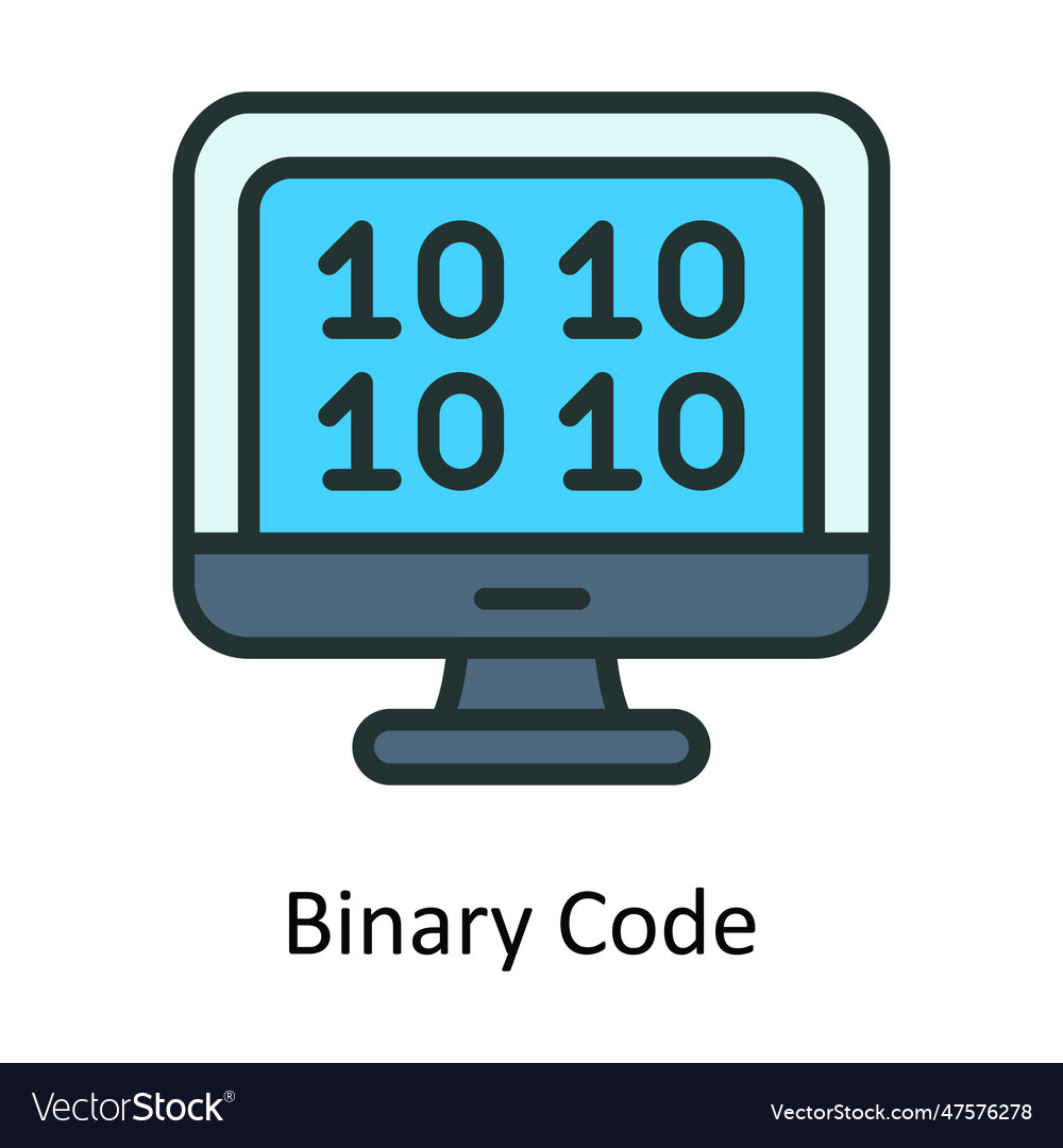 Binary code fill outline icon design illus