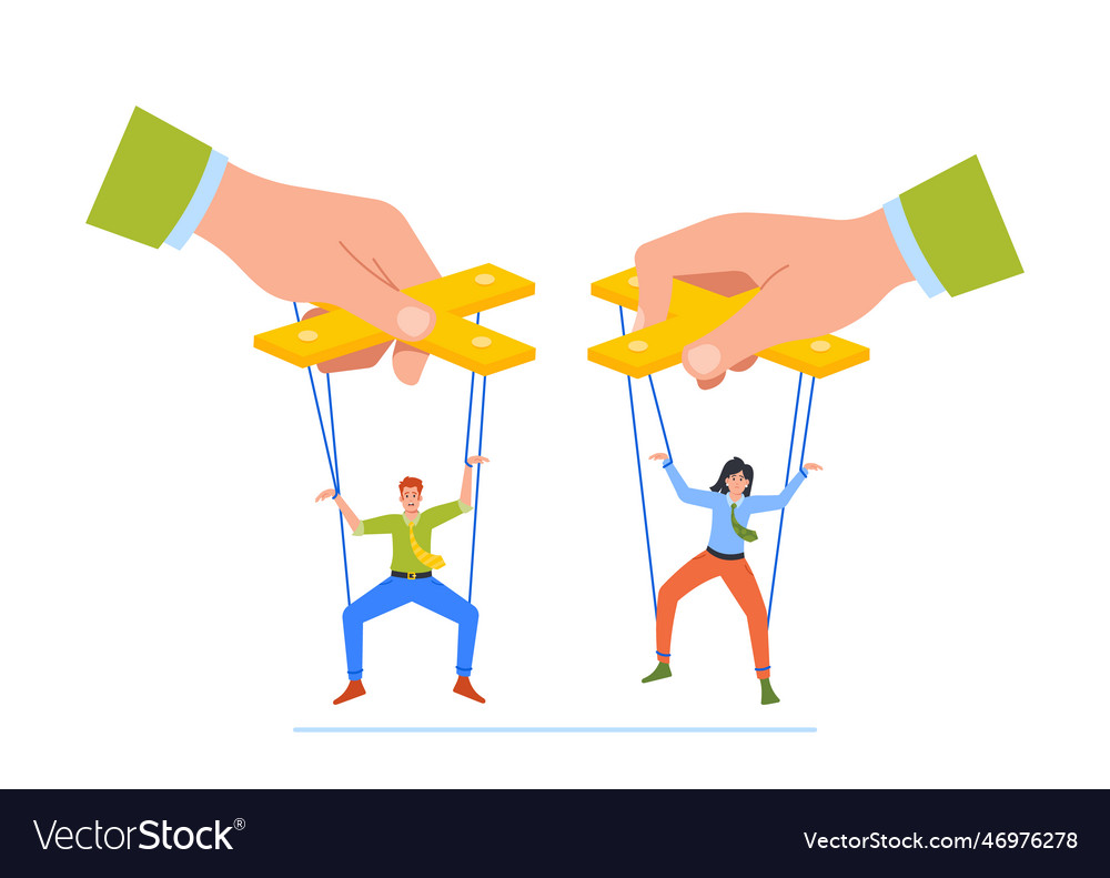 Boss manipulator control marionettes employees Vector Image