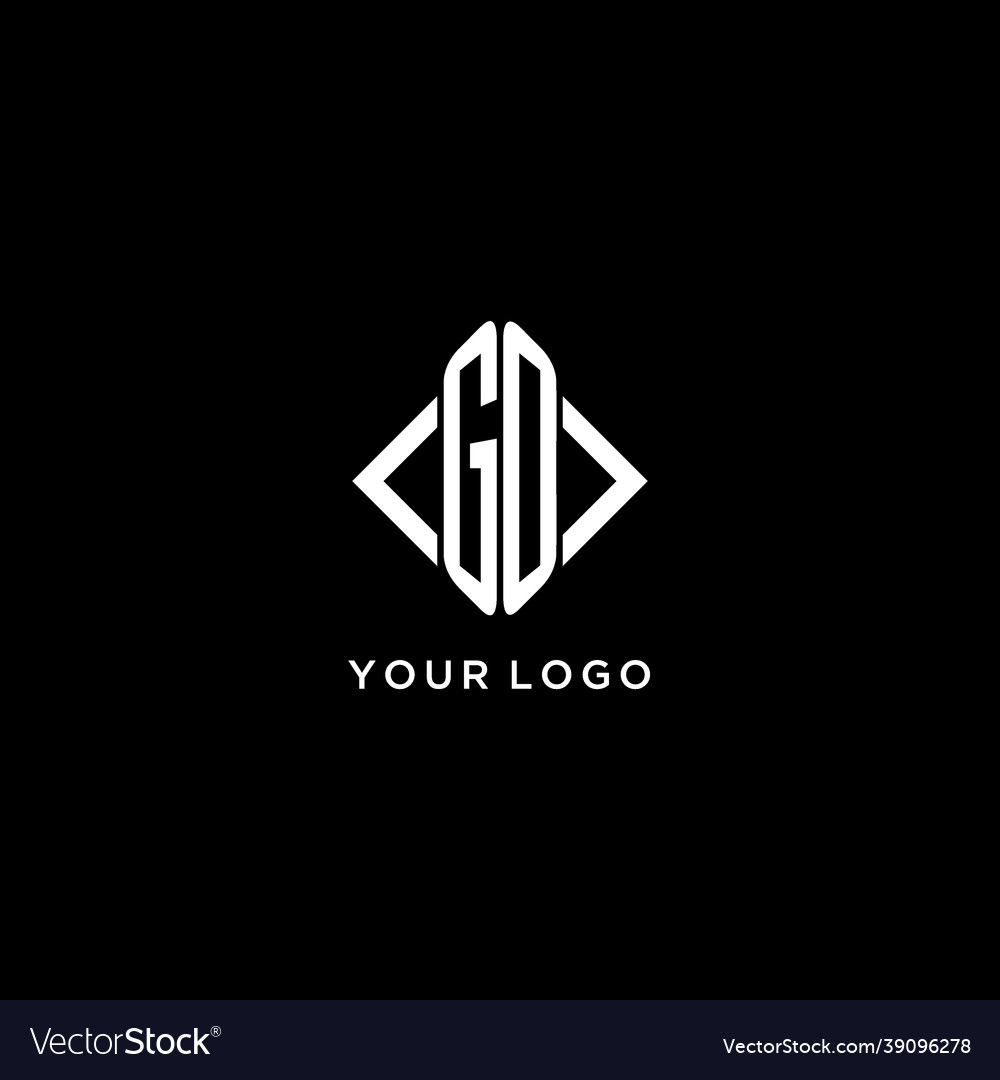 Go initial monogram with rhombus shape logo design