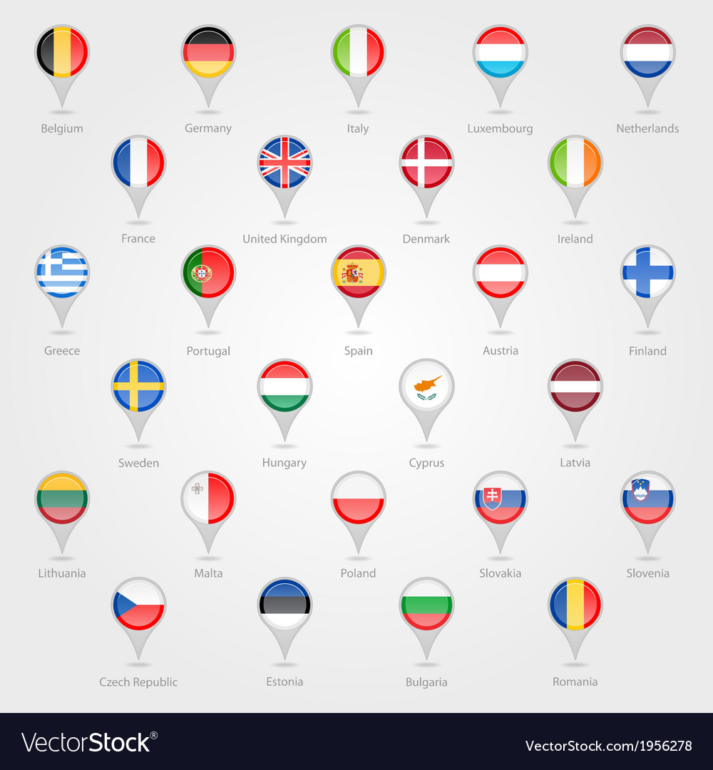 Map markers depicting the eu