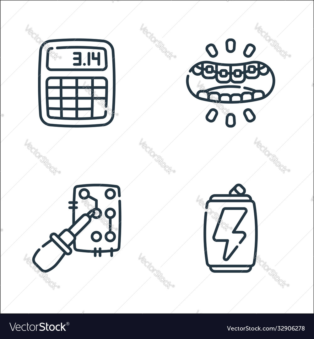 Nerd line icons linear set quality vector image Nerd line icons linear set quality