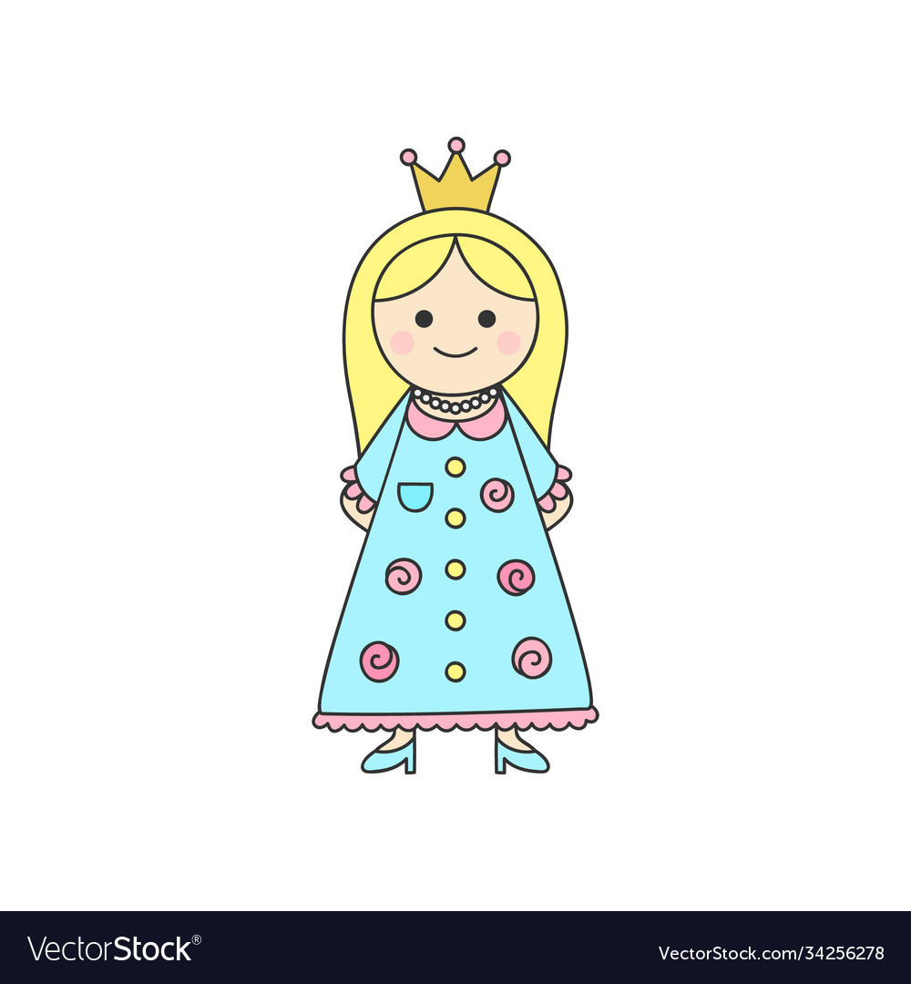 Princess cute drawn Royalty Free Vector Image - VectorStock