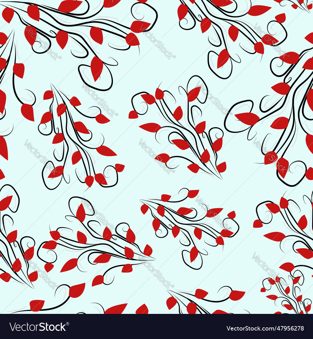 Seamless tree branch pattern on a light background