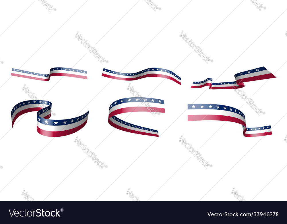 Set holiday ribbons american flag waving