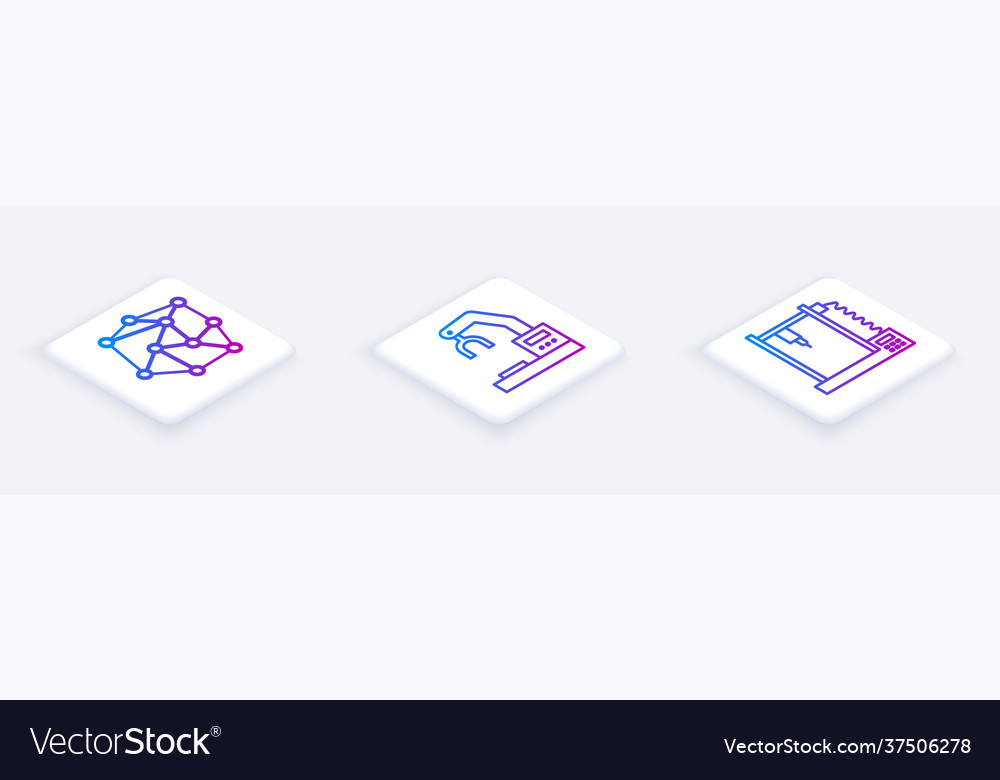 Set isometric line neural network robotic robot vector image Set isometric line neural network robotic robot