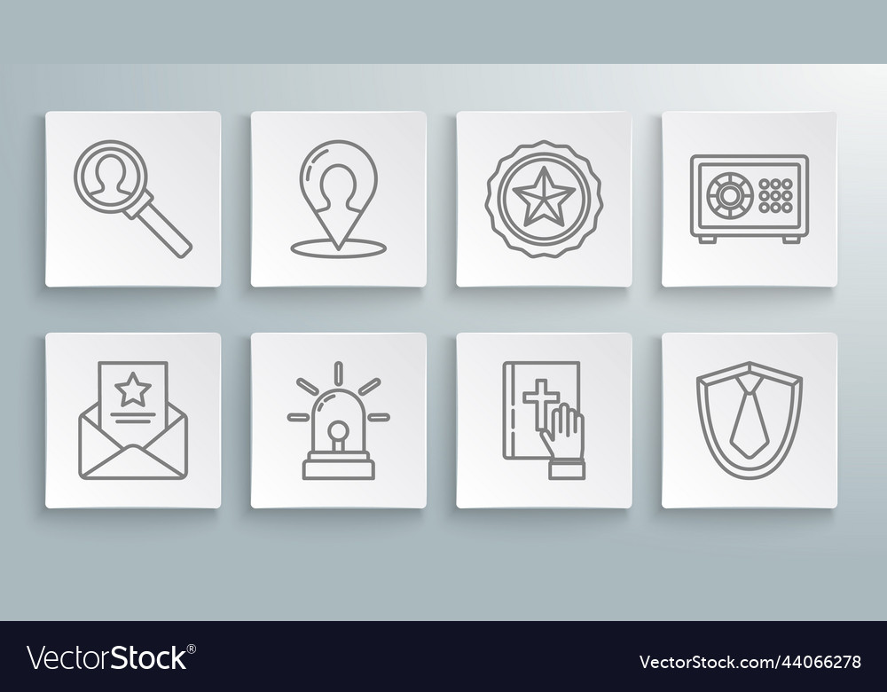 Set line the arrest warrant map marker vector image Set line the arrest warrant map marker