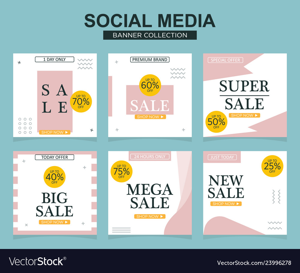 Social media banners pack for website and mobile