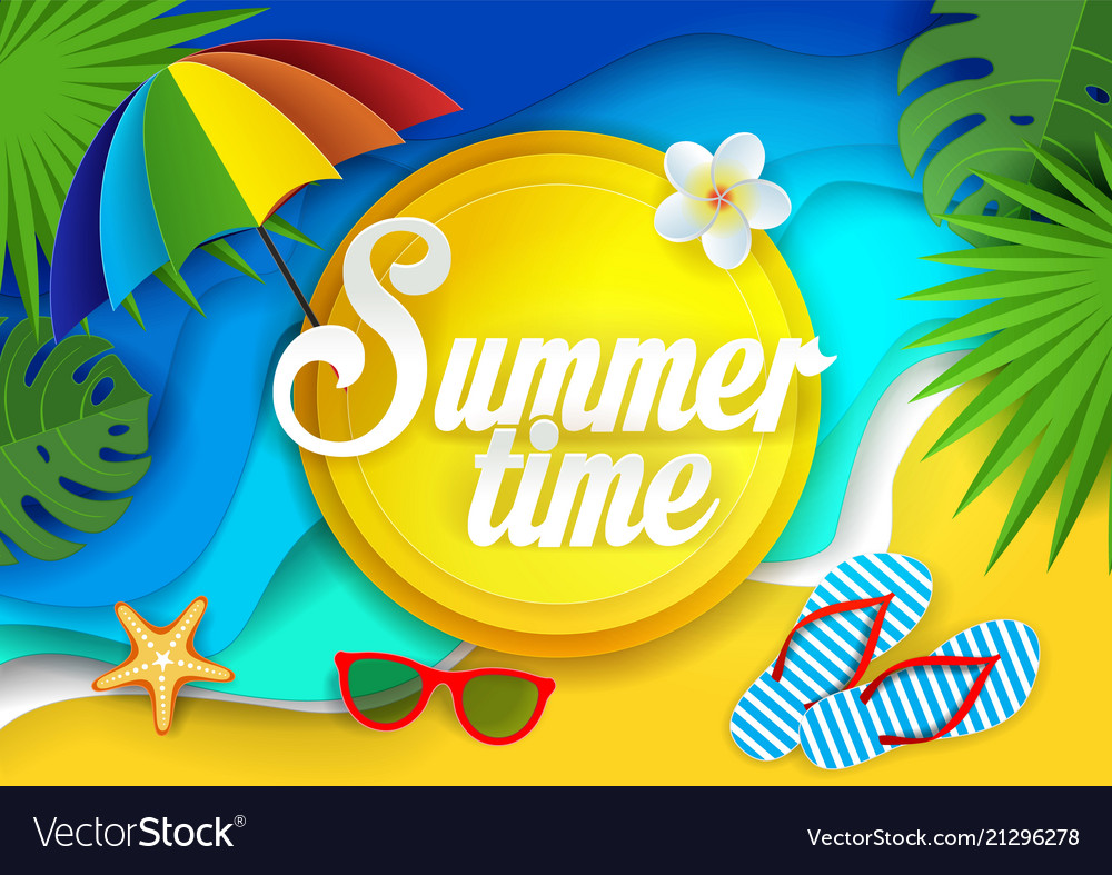 Summertime paper cut Royalty Free Vector Image