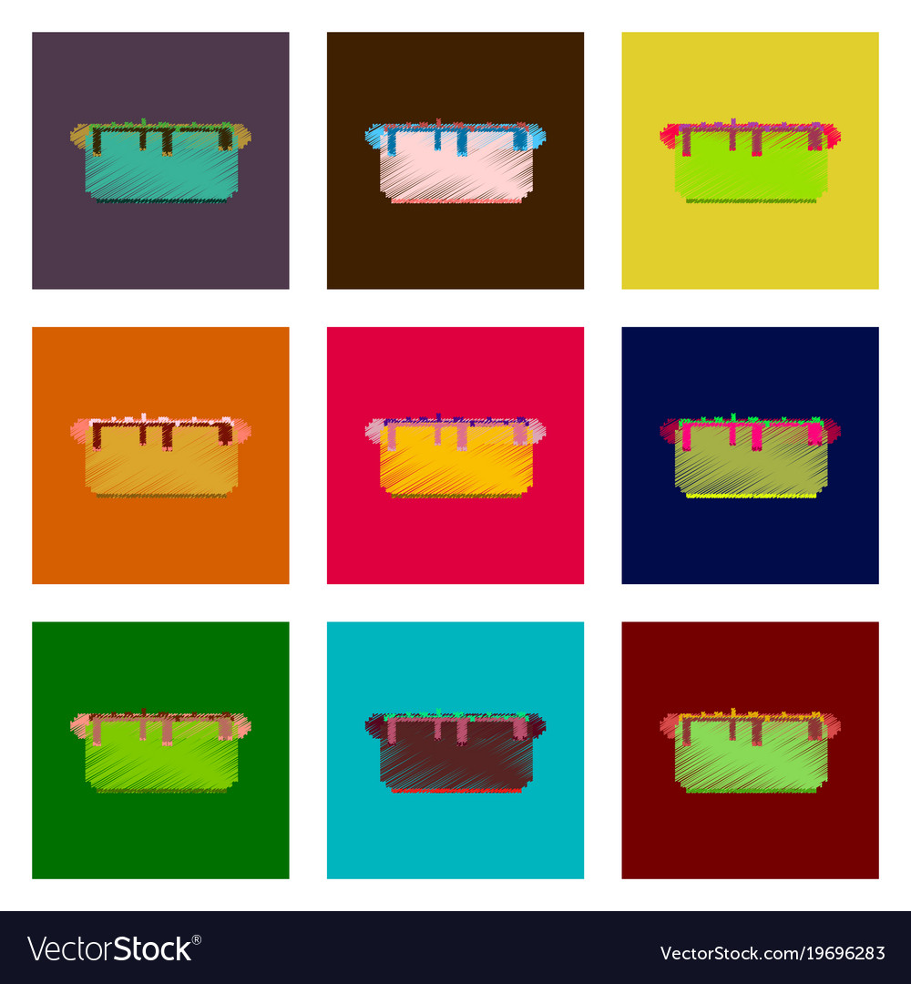 Assembly of flat shading style pixel icon fast
