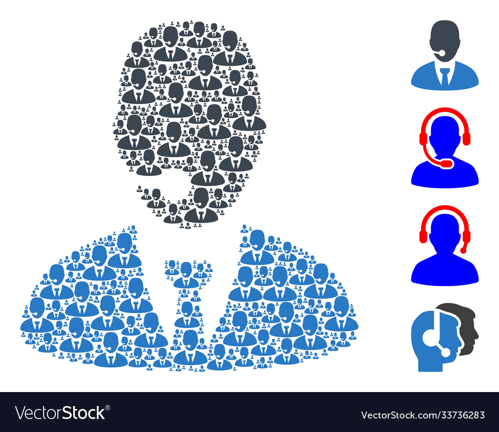 Call center operator recursive collage self vector image Call center operator recursive collage self