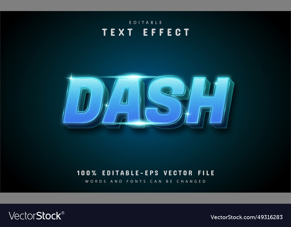 Dash text effect with blue gradient vector image Dash text effect with blue gradient