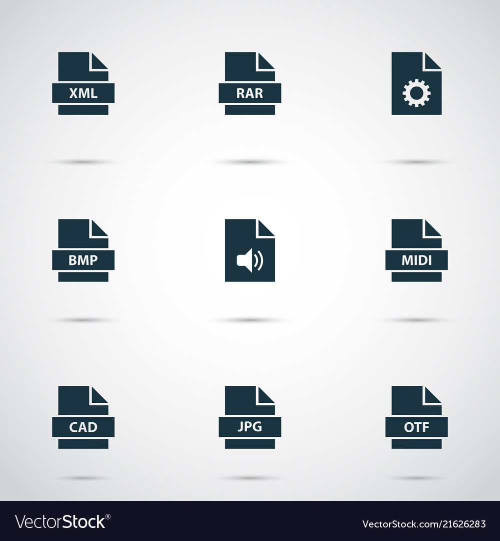 Document icons set with system script multimedia vector image Document icons set with system script multimedia