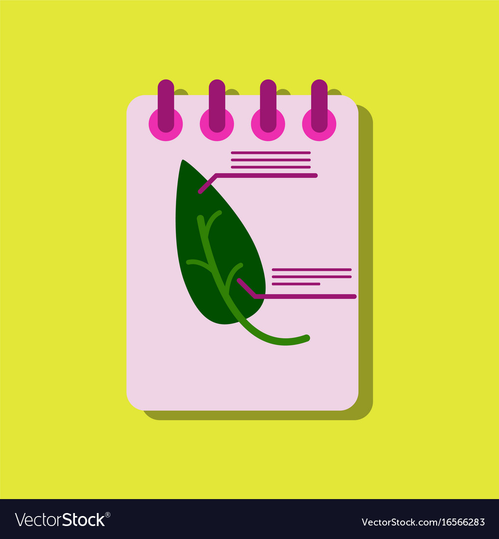 Flat icon design collection notebook and leaf