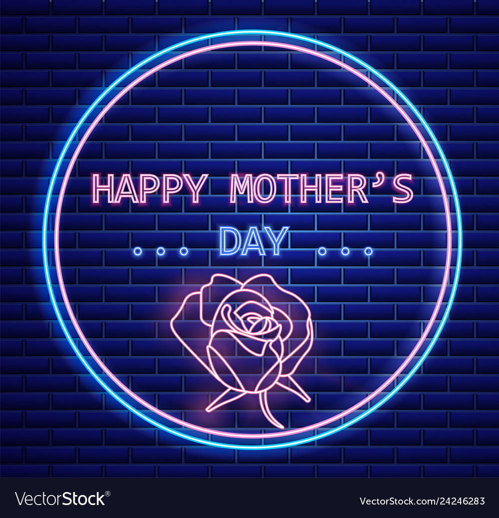 Happy mother day rose flower neon light lettering