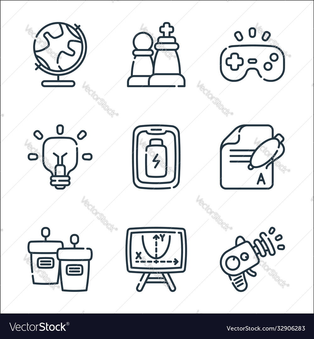Nerd line icons linear set quality vector image Nerd line icons linear set quality