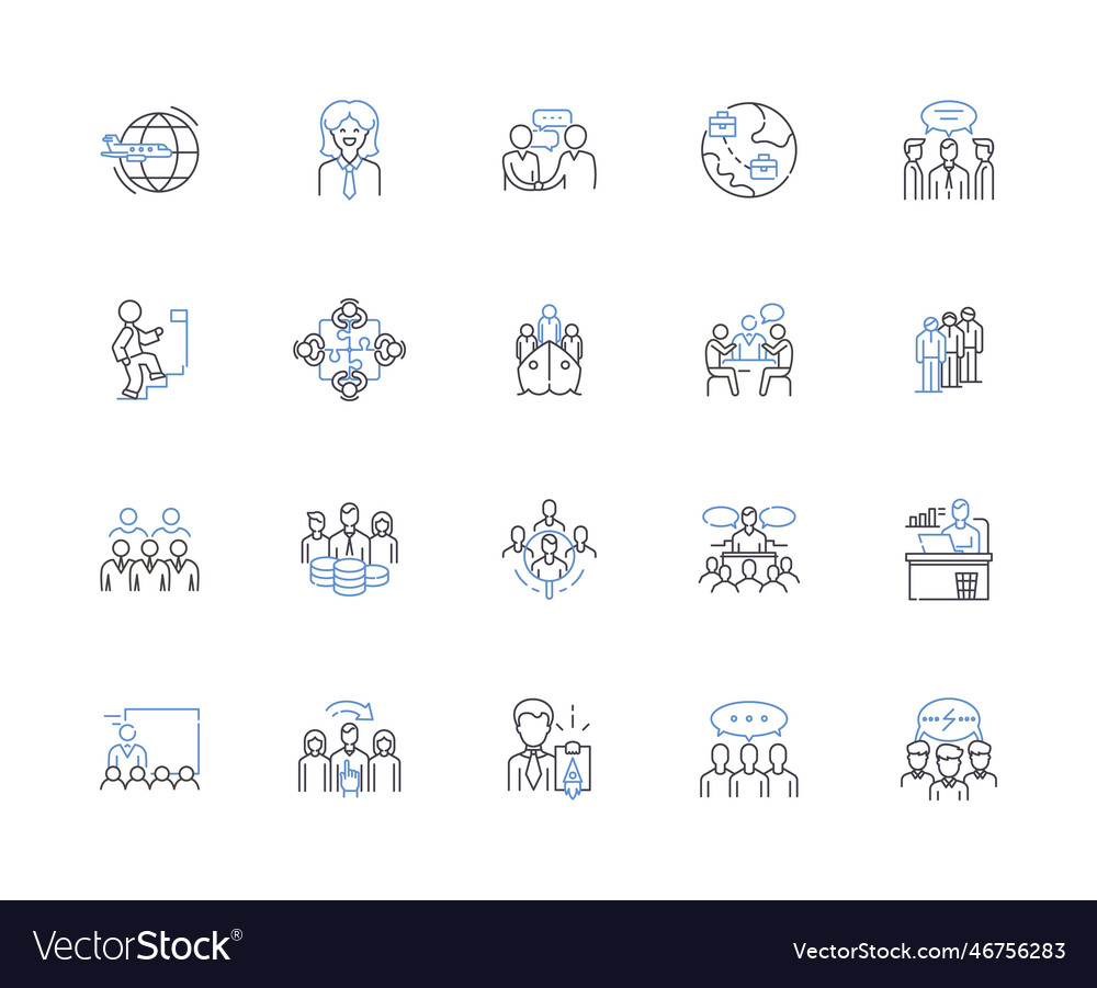 Public relations agency outline icons collection