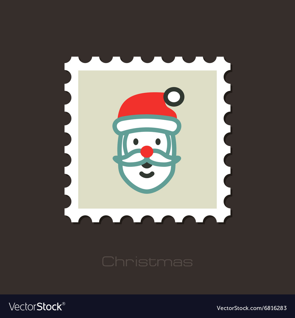 Santa claus face christmas stamp Royalty Free Vector Image