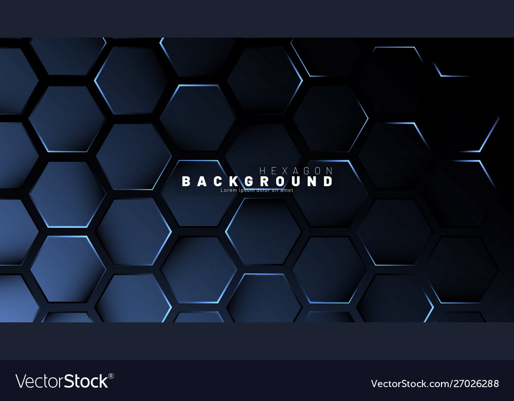 Abstract hexagon blue neon gradient pattern