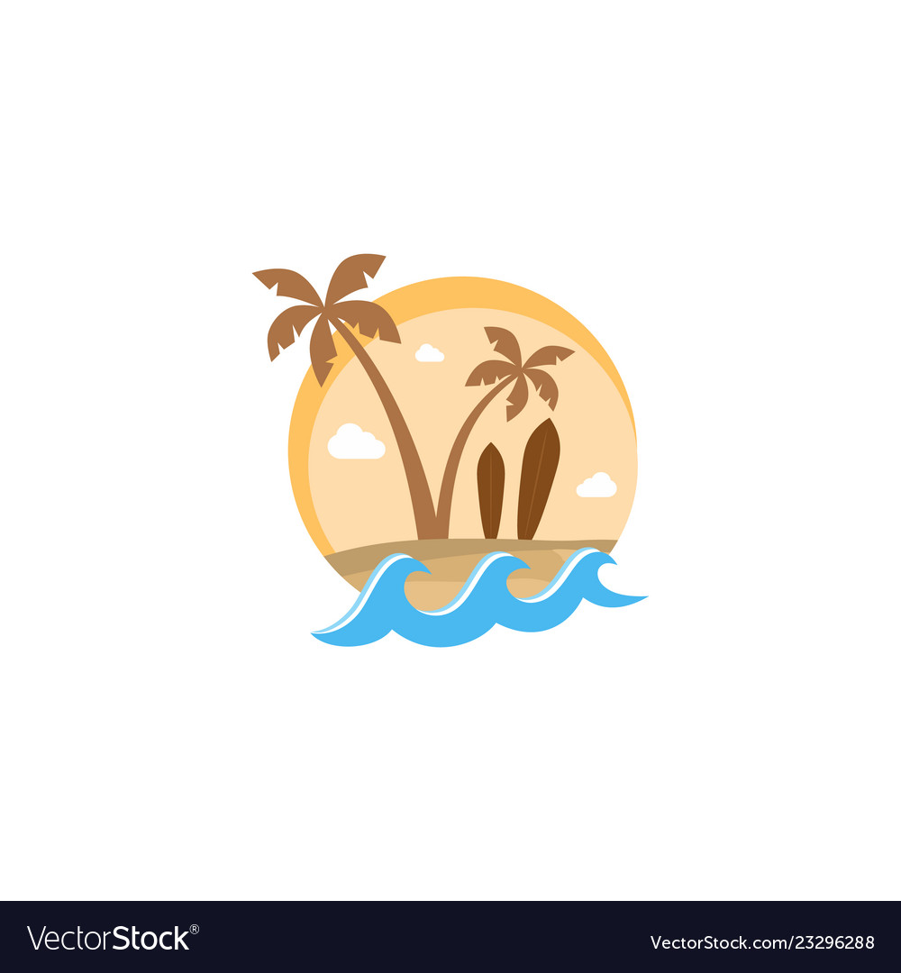 Beach summer island theme sign label Royalty Free Vector