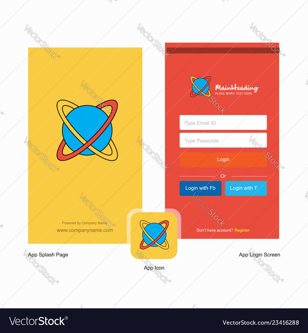 Company globe splash screen and login page design