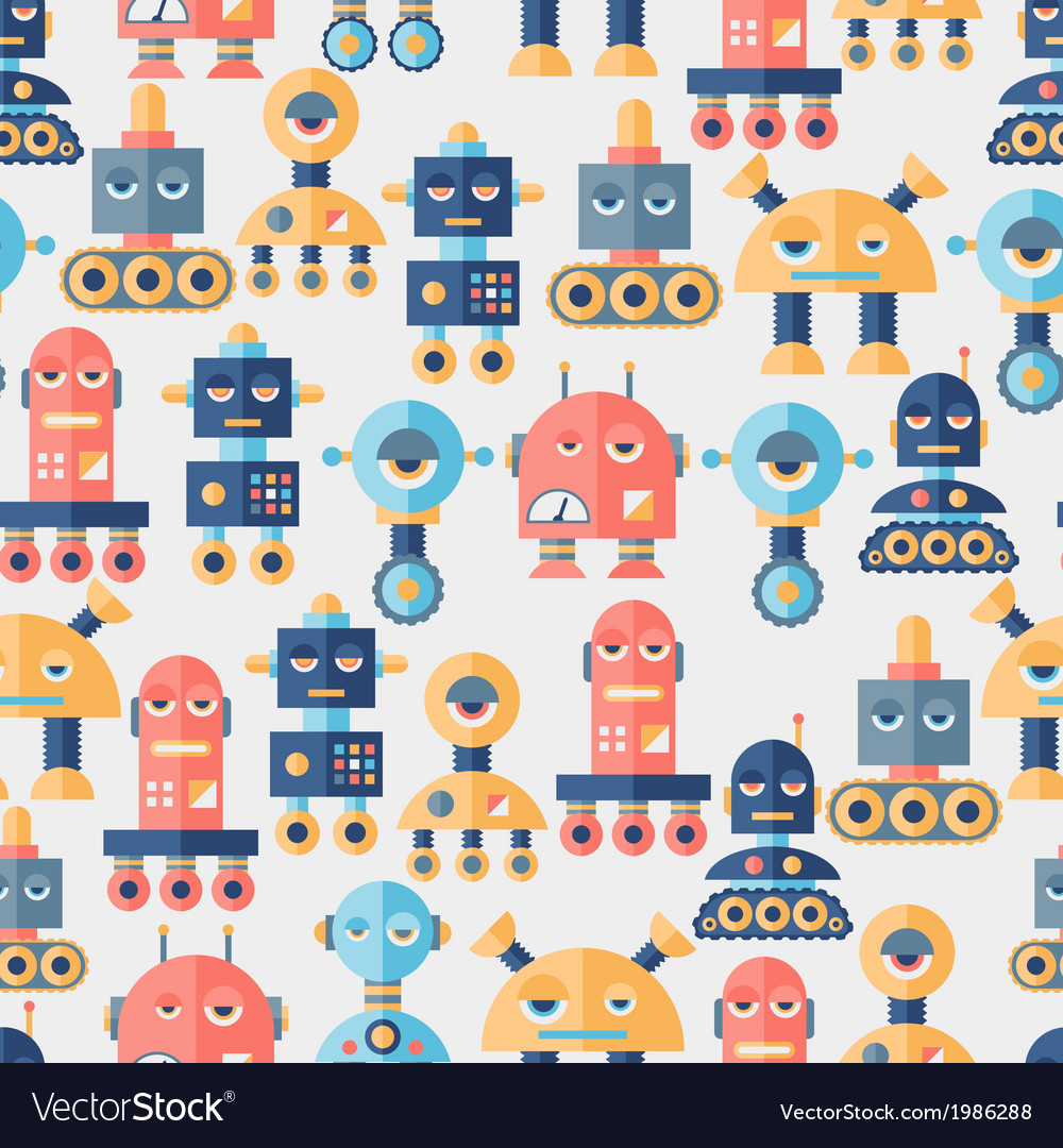 Flat Robots Pattern - Tech Style
