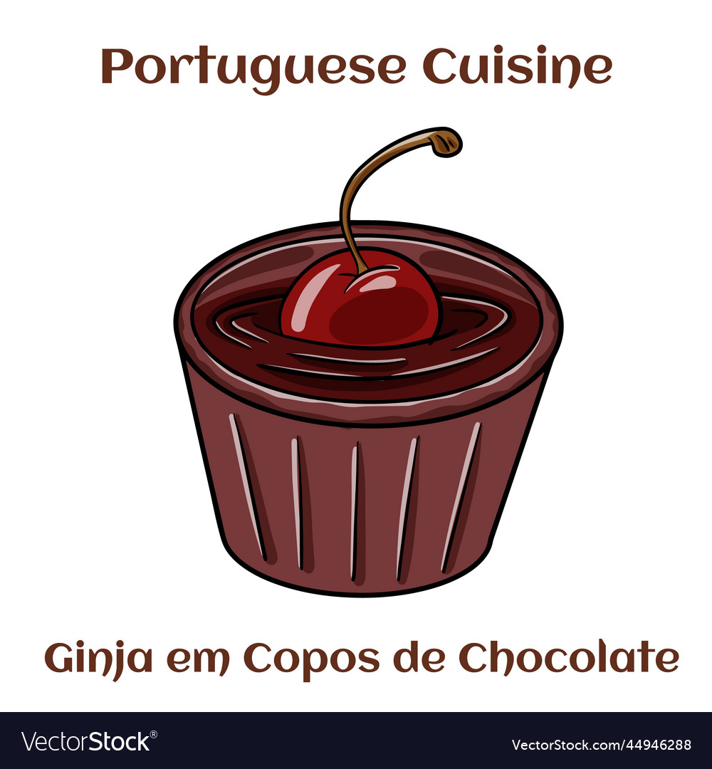 Ginja em copos de chocolate a traditional Vector Image
