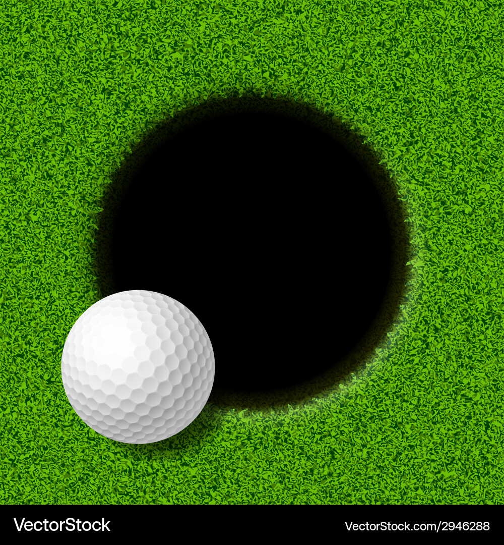 Golf ball on lip of cup Royalty Free Vector Image