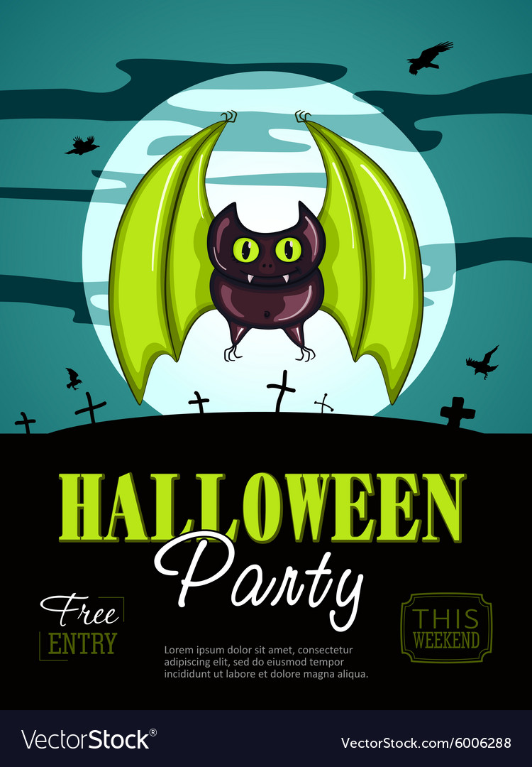 Halloween Party Design Vorlage mit Fledermaus