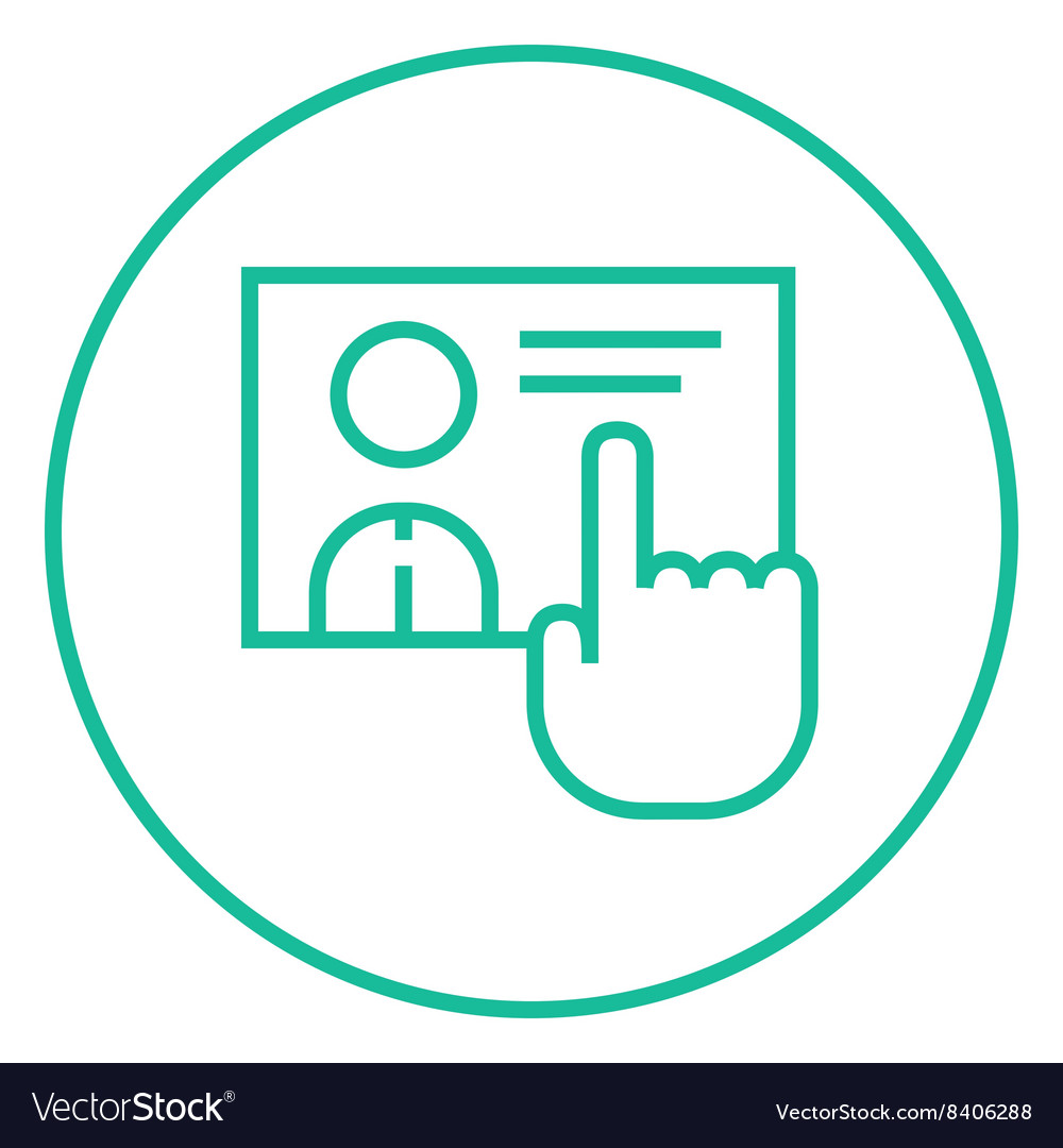 Hand pushing touch screen button line icon