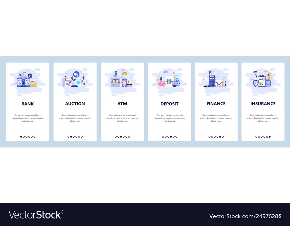 Mobile App Onboarding Screens Banking And Vector Image