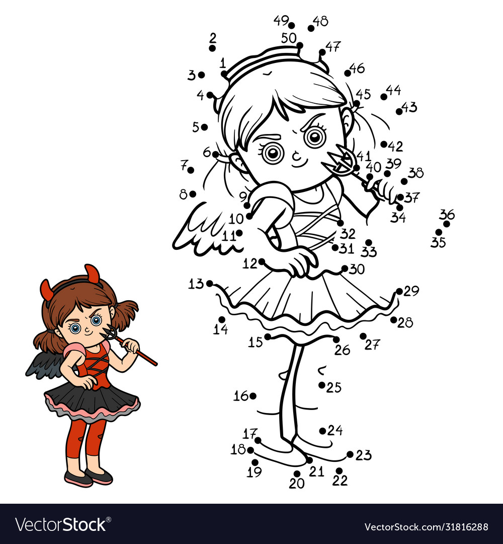 Numbers game devil girl Royalty Free Vector Image